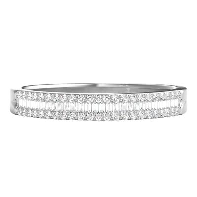 Baguette & Pave Diamond Wedding Band in 10K White Gold (1/4 ct. tw.)