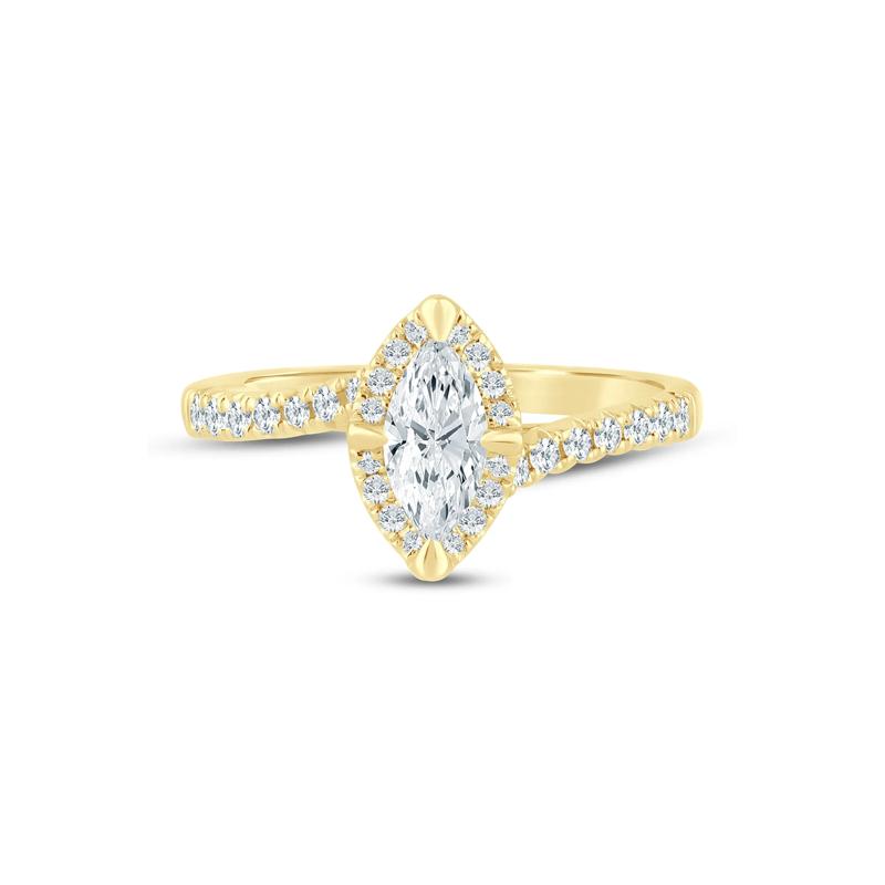 Marquise-Cut Diamond Halo Engagement Ring in 14K Yellow Gold &#40;3/4 ct. tw.&#41; – Image 1 of 3