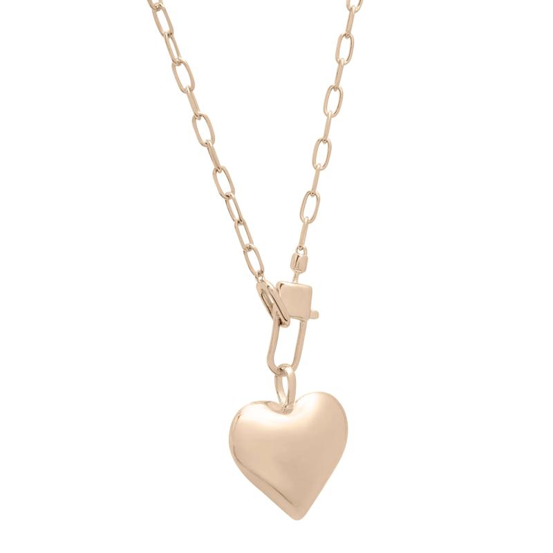 Puffy Heart Lock Necklace in Vermeil – Image 2 of 7