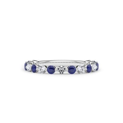 Lab Grown Diamond  & Lab-Created Sapphire Half Eternity Anniversary Band in 14K White Gold (1/3 ct. tw.)