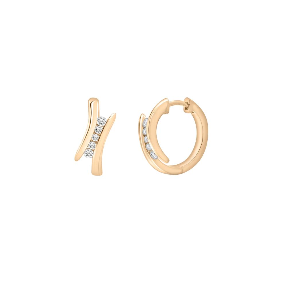 Diamond Bypass Hoop Earrings in 10K Yellow Gold (1/4 ct. tw.) – Image 1 of 1