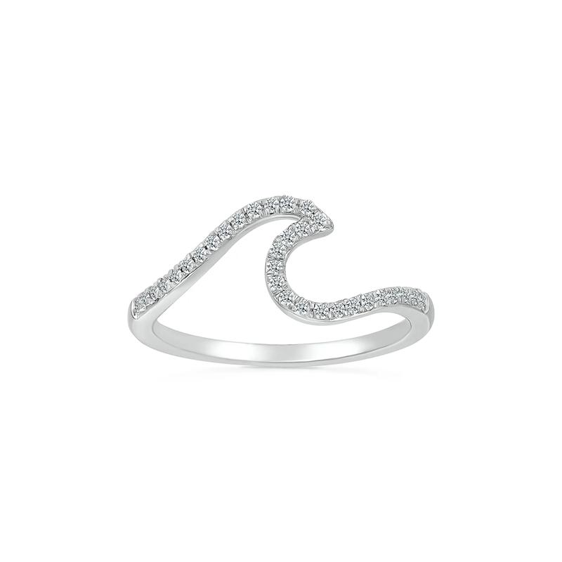 Diamond Wave Ring in Sterling Silver &#40;1/7 ct. tw.&#41; – Image 5 of 5