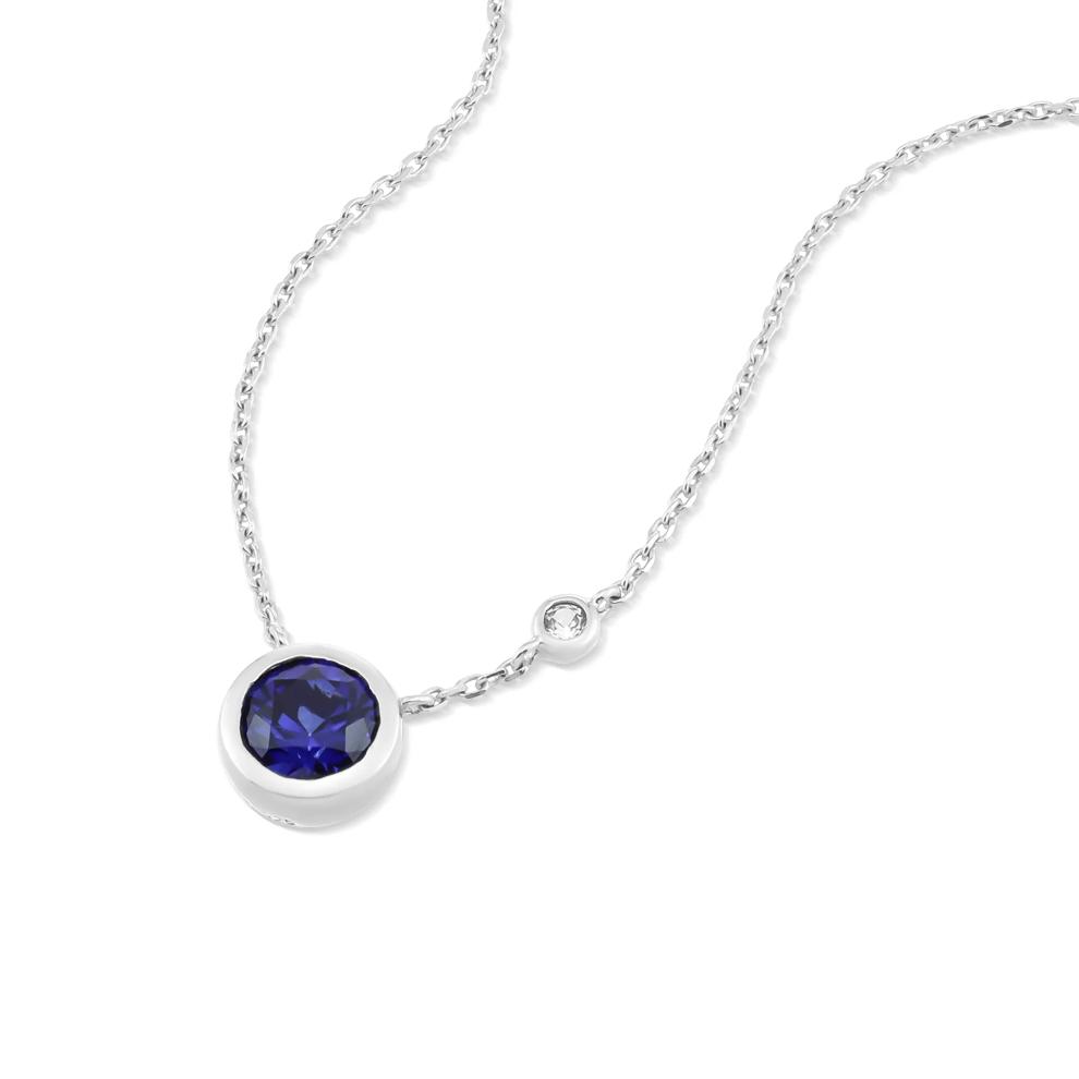 Lab-Created Blue Sapphire &amp; Lab-Created White Sapphire Pendant Necklace in Sterling Silver – Image 4 of 4