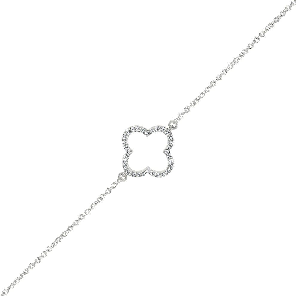Diamond Clover Anklet in Sterling Silver (1/10 ct. tw.) – Image 2 of 2