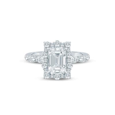 Lab Grown Diamond Emerald-Cut Halo Engagement Ring in 14K Gold