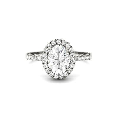 Oval Moissanite Halo Ring in 14K Gold