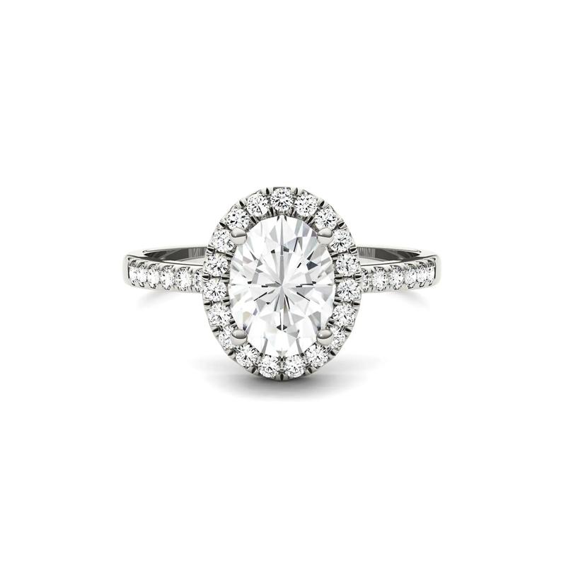 Oval Moissanite Halo Ring in 14K White Gold &#40;1 7/8 ct. dew&#41; – Image 1 of 3