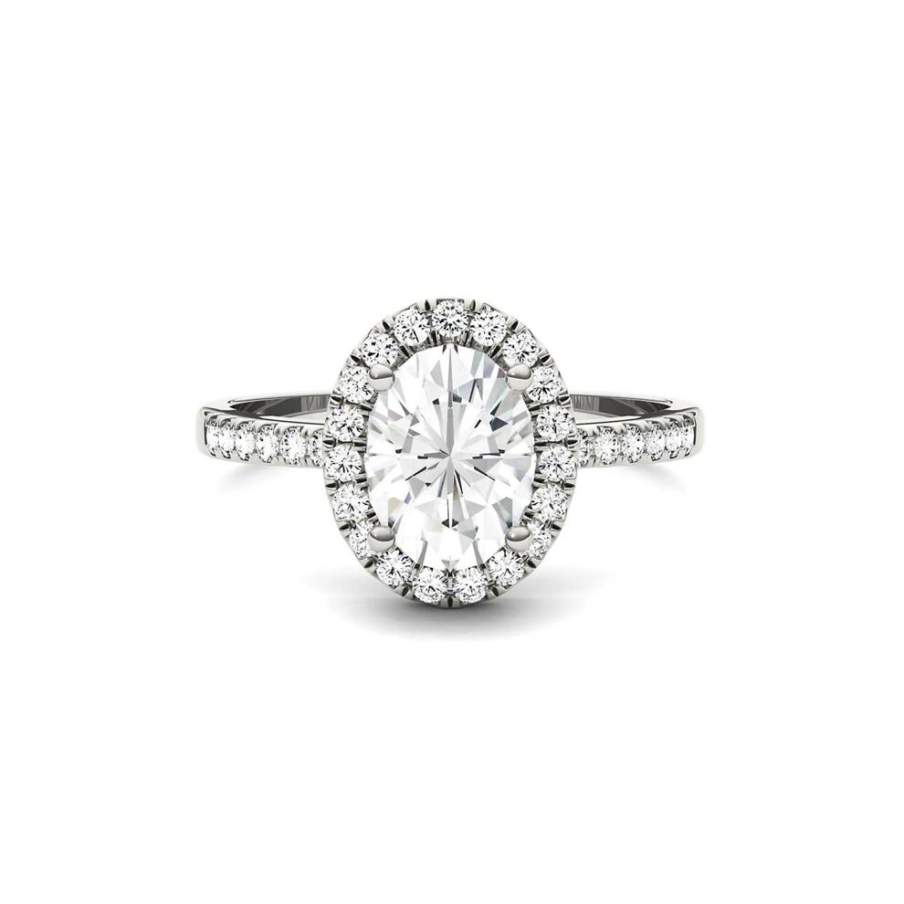 Oval Moissanite Halo Ring in 14K White Gold (1 7/8 ct. dew) – Image 1 of 3