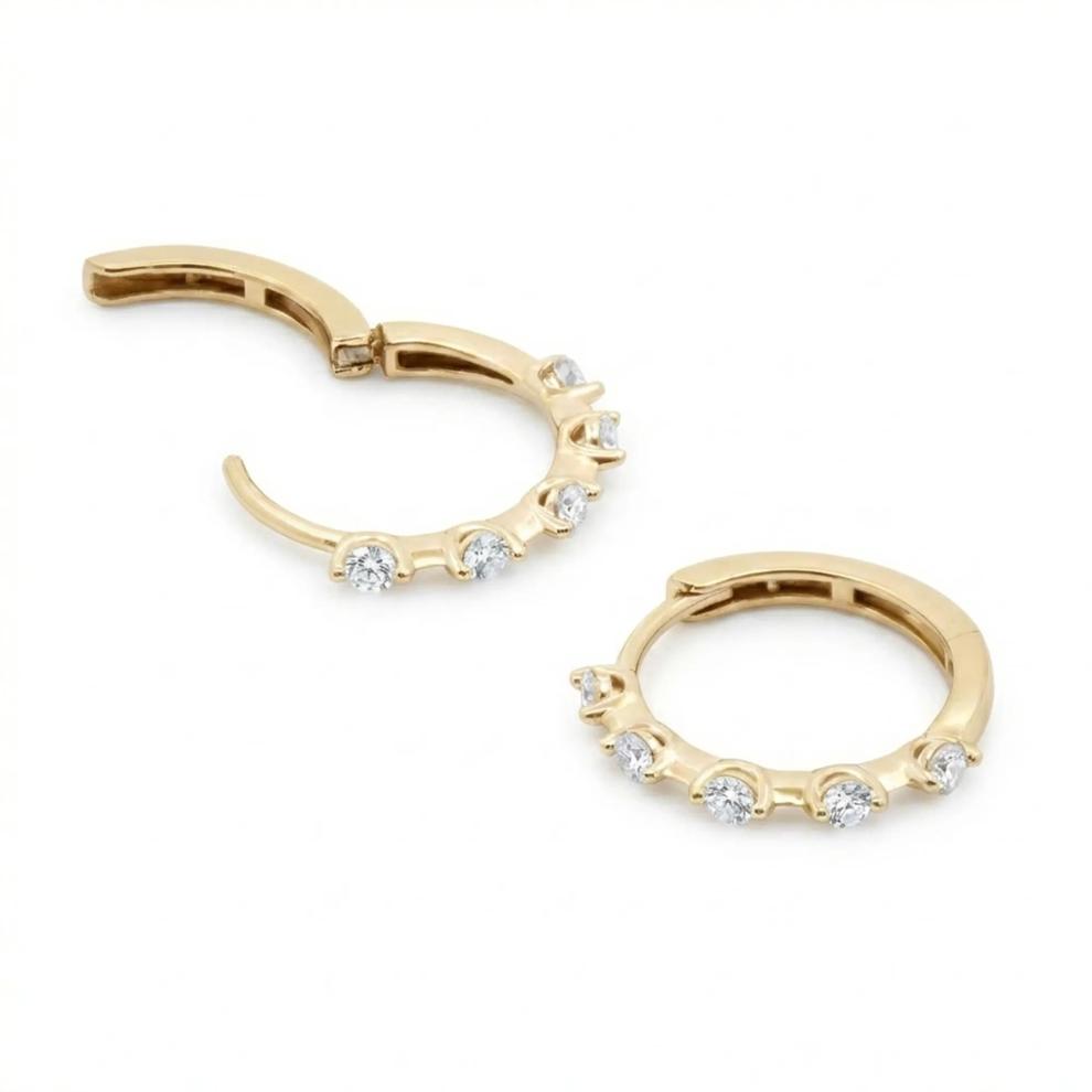 Diamond Hoop Earrings in 10K Yellow Gold (1/3 ct. tw.) – Image 2 of 2