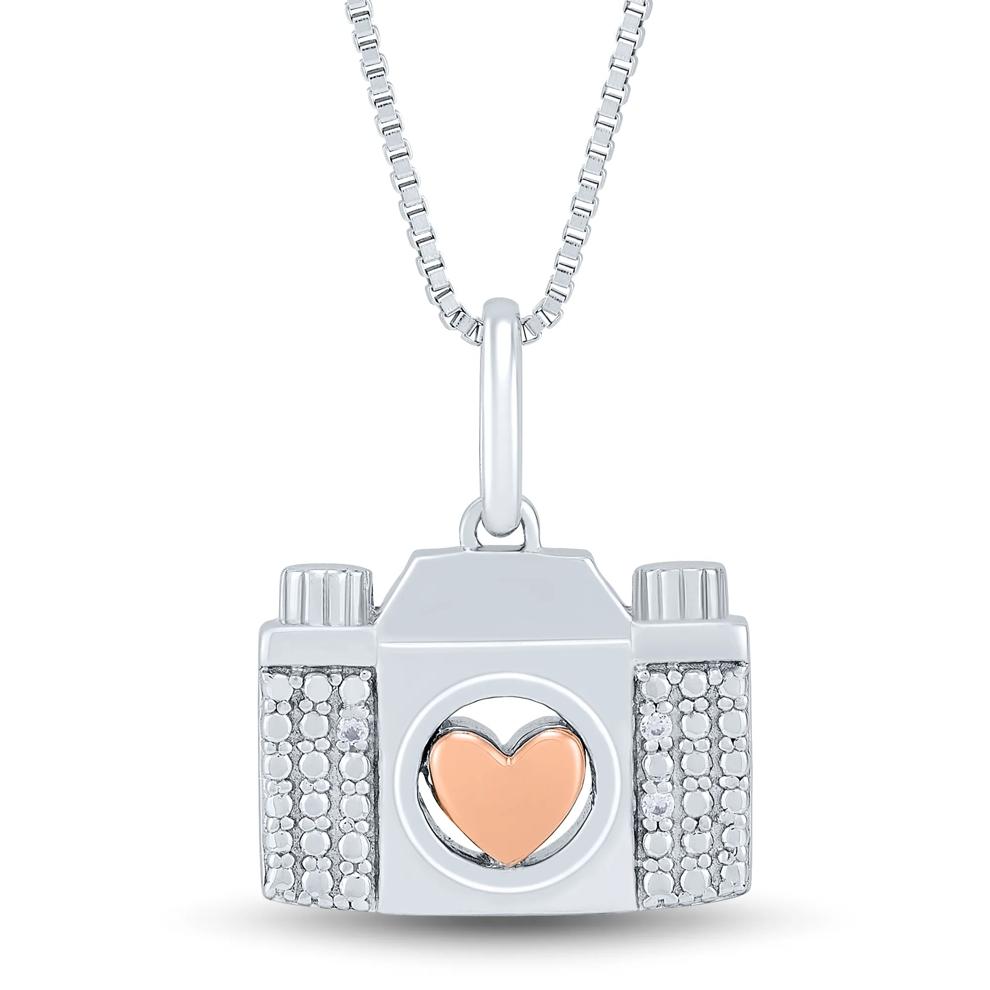 Camera Pendant with Diamond Accents in Sterling Silver and 14K Rose Gold – Image 1 of 4