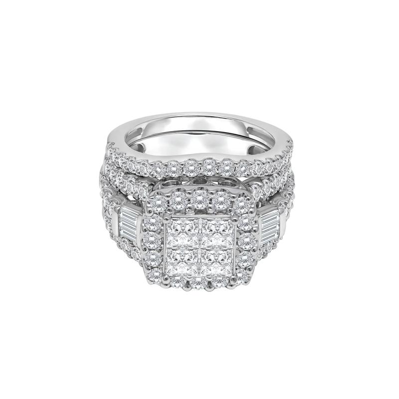 Princess-Cut Diamond Composite Engagement Ring Set in 10K White Gold &#40;4 ct. tw.&#41; – Image 1 of 3