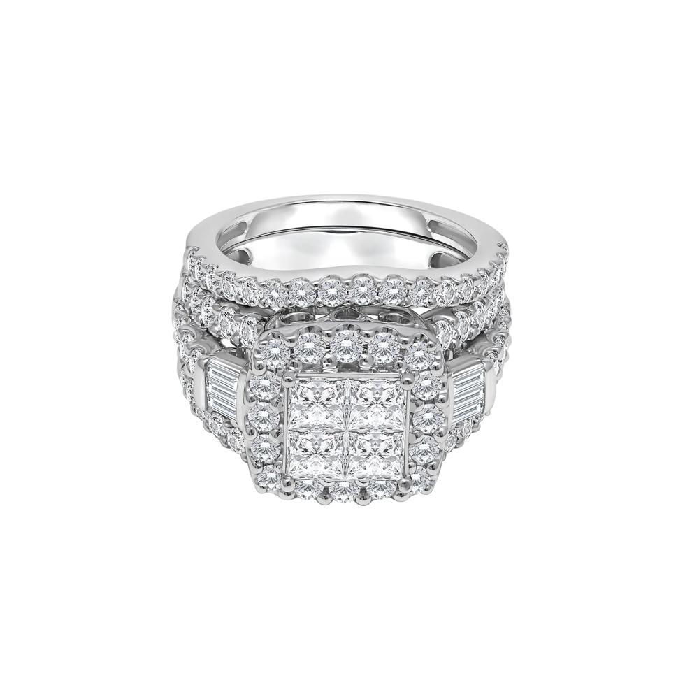 Princess-Cut Diamond Composite Engagement Ring Set in 10K White Gold (4 ct. tw.) – Image 1 of 3