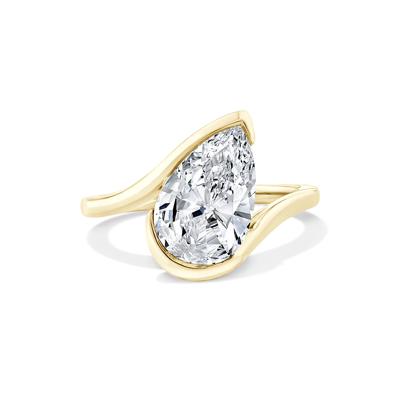 Lab Grown Diamond Pear-Shaped Solitaire Engagement Ring in 14K Yellow Gold (3 ct.)