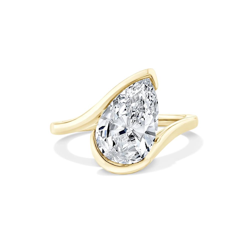 Lab Grown Diamond Pear-Shaped Solitaire Engagement Ring in 14K Yellow Gold (3 ct.) – Image 1 of 4