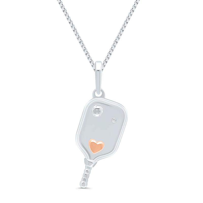 Diamond Pickleball Pendant in Sterling Silver – Image 1 of 4