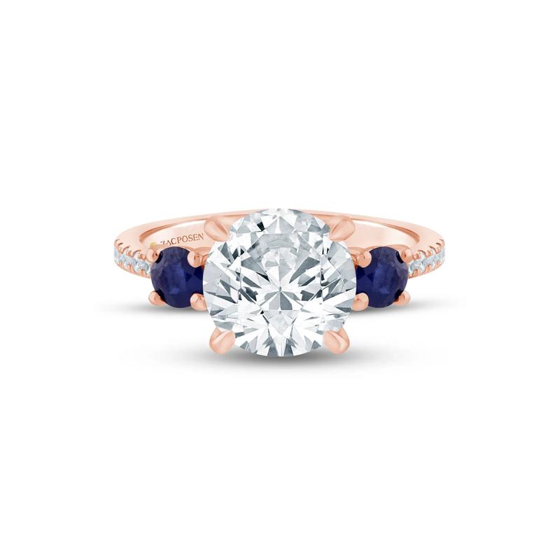 Lab Grown Diamond and Blue Sapphire Engagement Ring in 14K Rose and Yellow Gold &#40;3 1/7 ct. tw.&#41; – Image 1 of 3