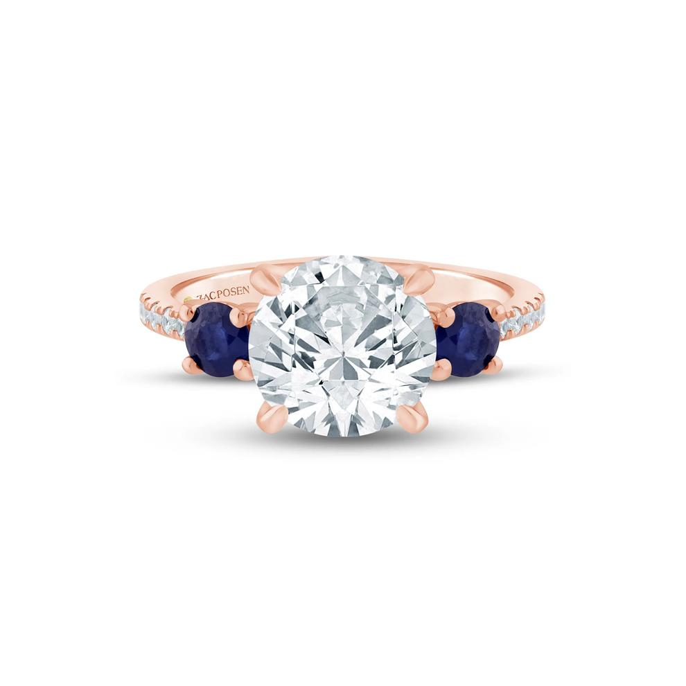 Lab Grown Diamond and Blue Sapphire Engagement Ring in 14K Rose and Yellow Gold (3 1/7 ct. tw.) – Image 1 of 3