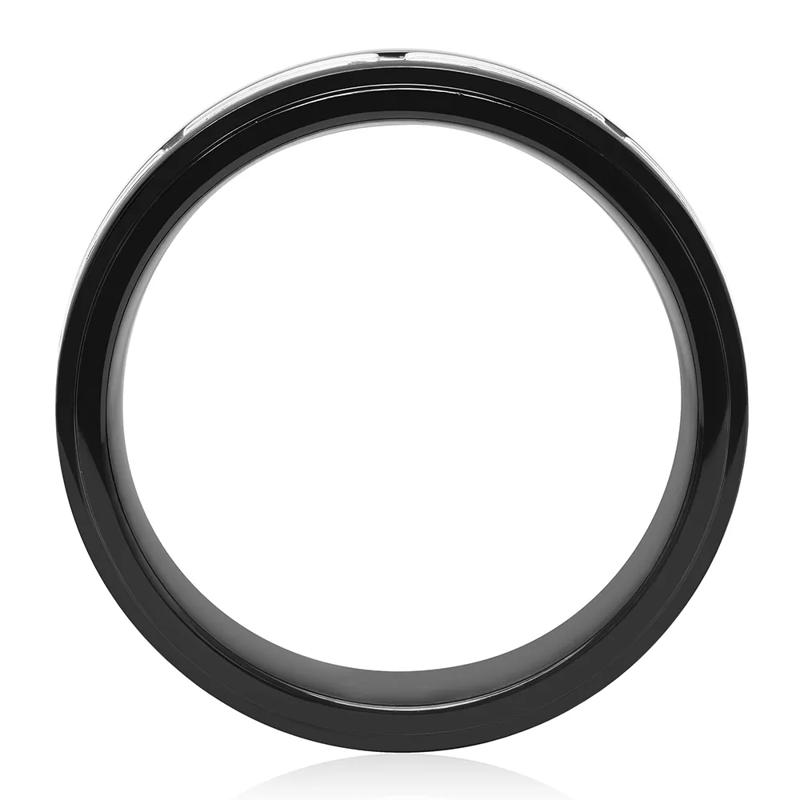 Men&rsquo;s Two-Tone Ring in Black Ion-Plated Stainless Steel, 8mm – Image 2 of 3