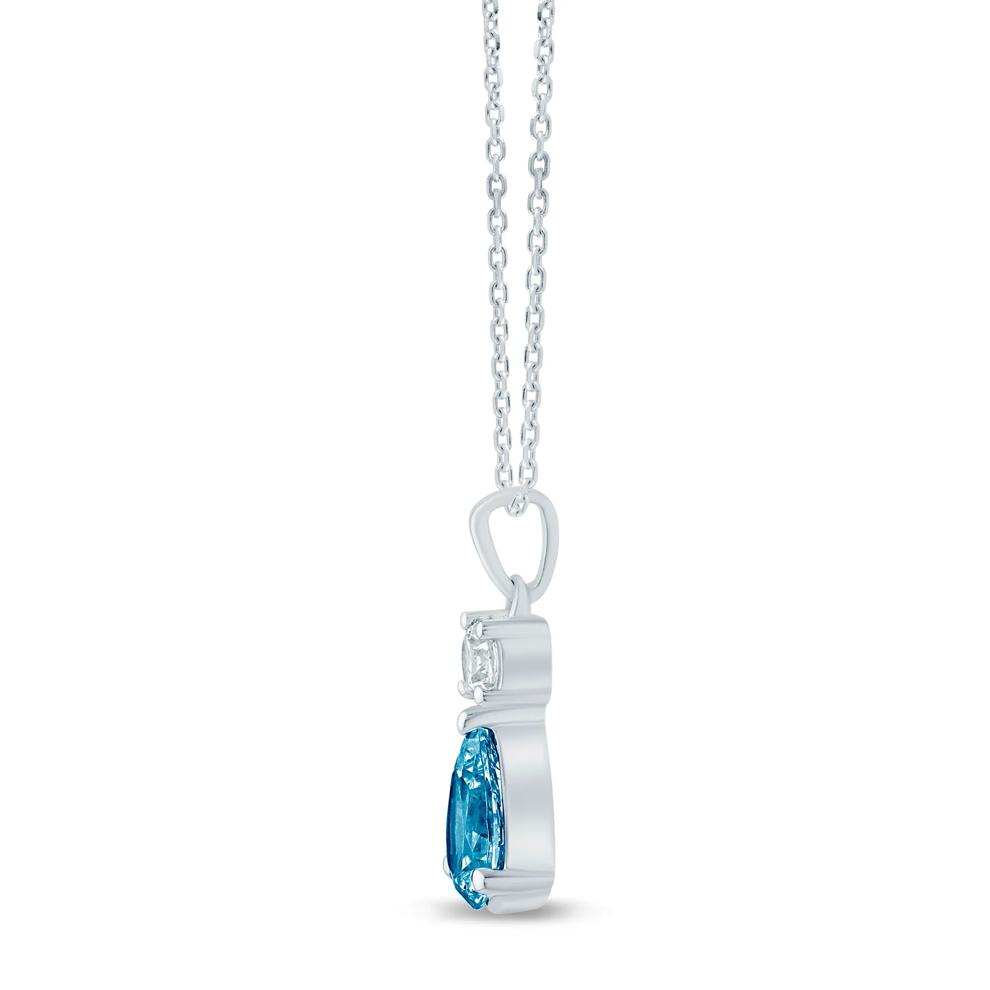 Lab Grown Blue and White Diamond Drop Pendant in 14K White Gold (5/8 ct. tw.) – Image 2 of 3
