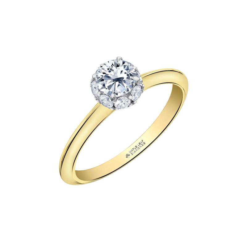 Halo Engagement Ring in 14K Yellow Gold &amp; 14K White Gold &#40;3/4 ct. tw.&#41; – Image 4 of 7