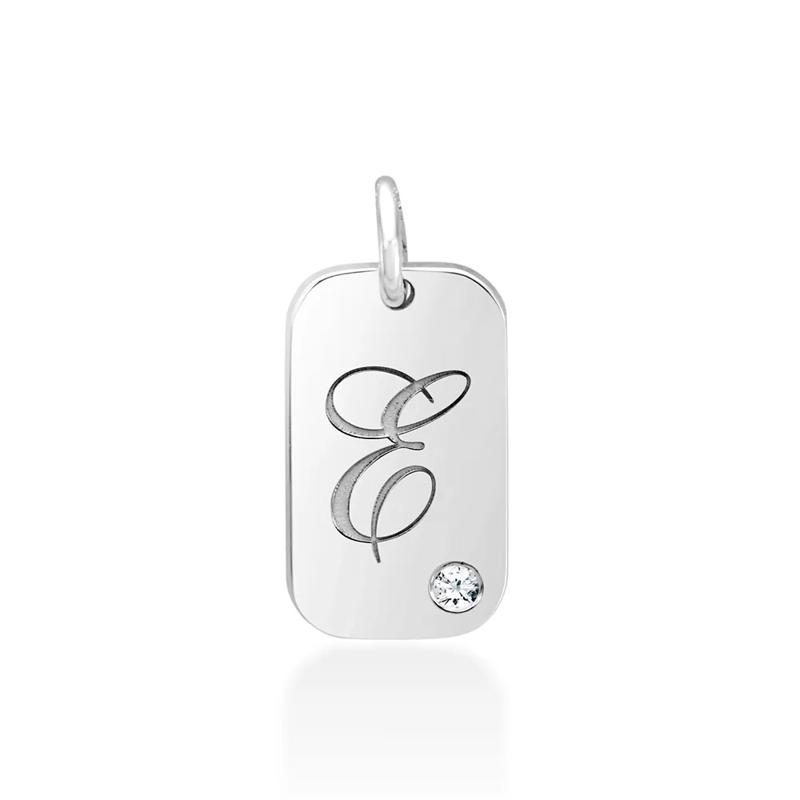 Personalized Tag with Diamond Accent in Sterling Silver – Image 1 of 2