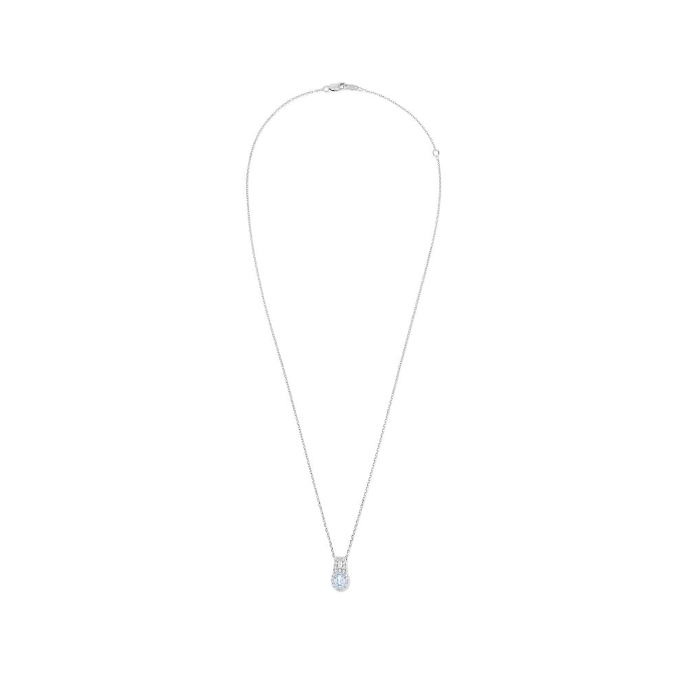 Aquamarine &amp; Lab-Created White Sapphire Pendant Necklace in Sterling Silver – Image 3 of 4