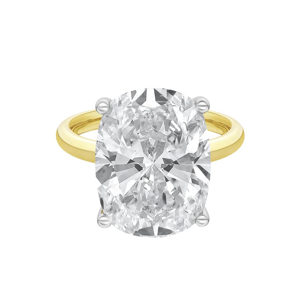 Lab Grown Diamond Elongated Cushion-Cut Engagement Ring in 14K Yellow and White Gold (8 ct. tw.) – Image 1 of 4