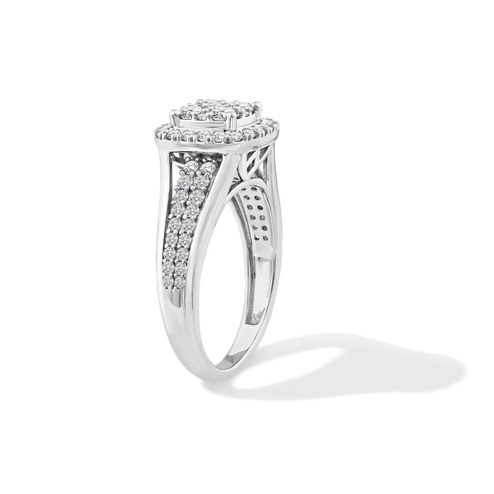 Diamond Cushion Halo Center Composite Engagement Ring in 10K White Gold (1 ct. tw.) – Image 3 of 4