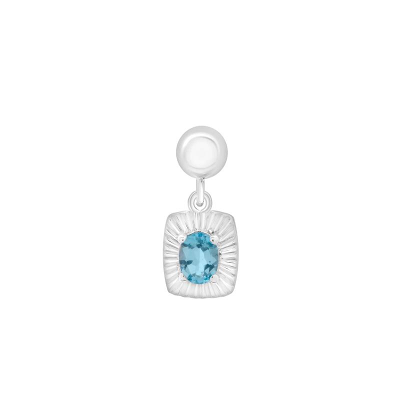 Blue Topaz Medallion Birthstone Bead Charm in Sterling Silver – Image 1 of 3