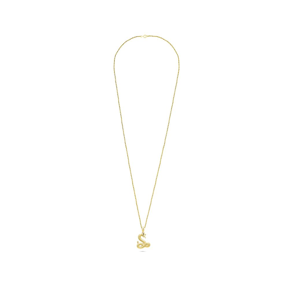 Men's Black Diamond Accent Snake Pendant Necklace in 10K Yellow Gold – Image 3 of 4