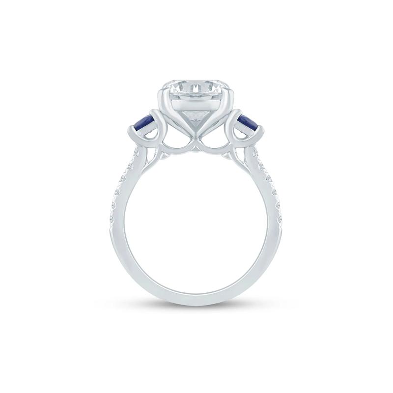 Lab Grown Diamond and Blue Sapphire Engagement Ring in 14K White and Yellow Gold &#40;3 1/7 ct. tw.&#41; – Image 2 of 3