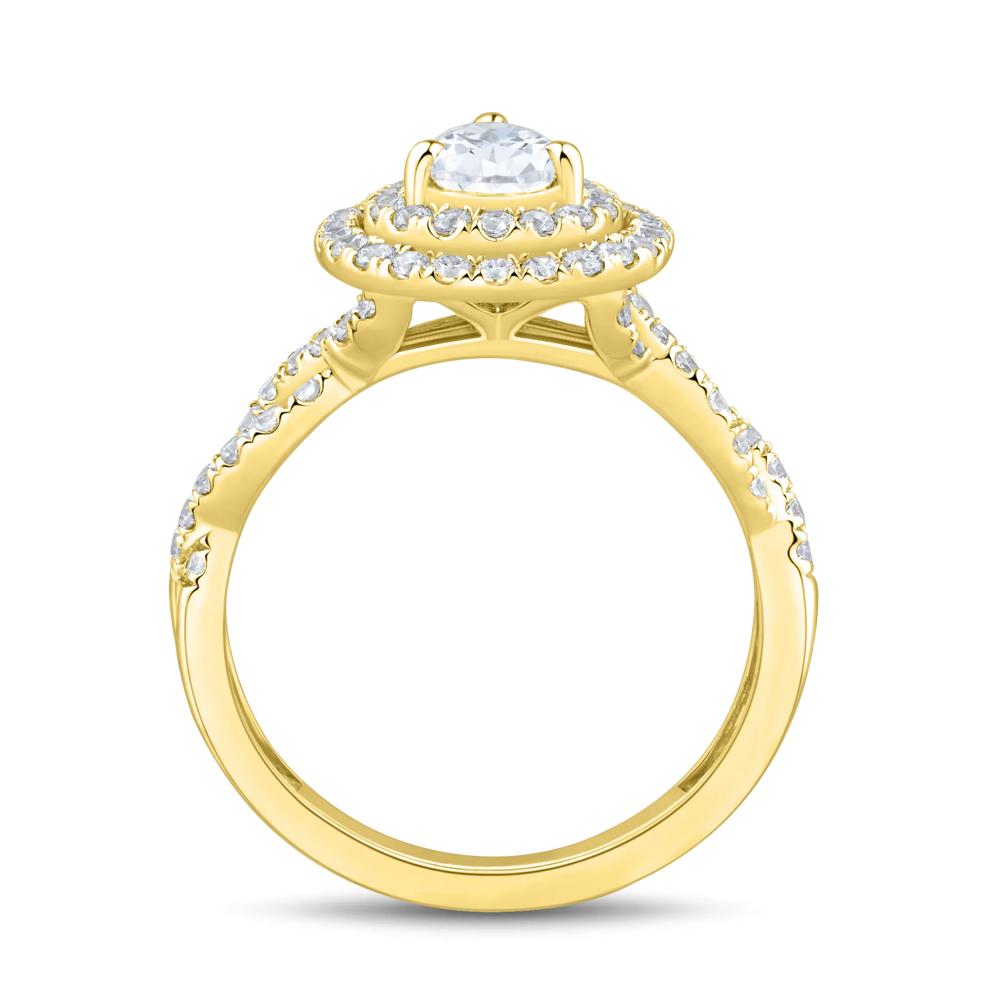 Lab Grown Diamond Pear-Shaped Halo Engagement Ring in 14K Yellow Gold (1 1/2 ct. tw.) – Image 2 of 3