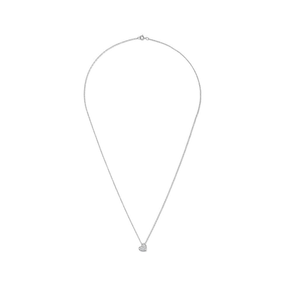 Diamond Accent Heart Pendant Necklace in 10K White Gold – Image 3 of 4