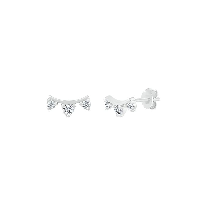 Diamond Curve Bar Stud Earrings in 10K White Gold &#40;1/10 ct. tw.&#41; – Image 1 of 3