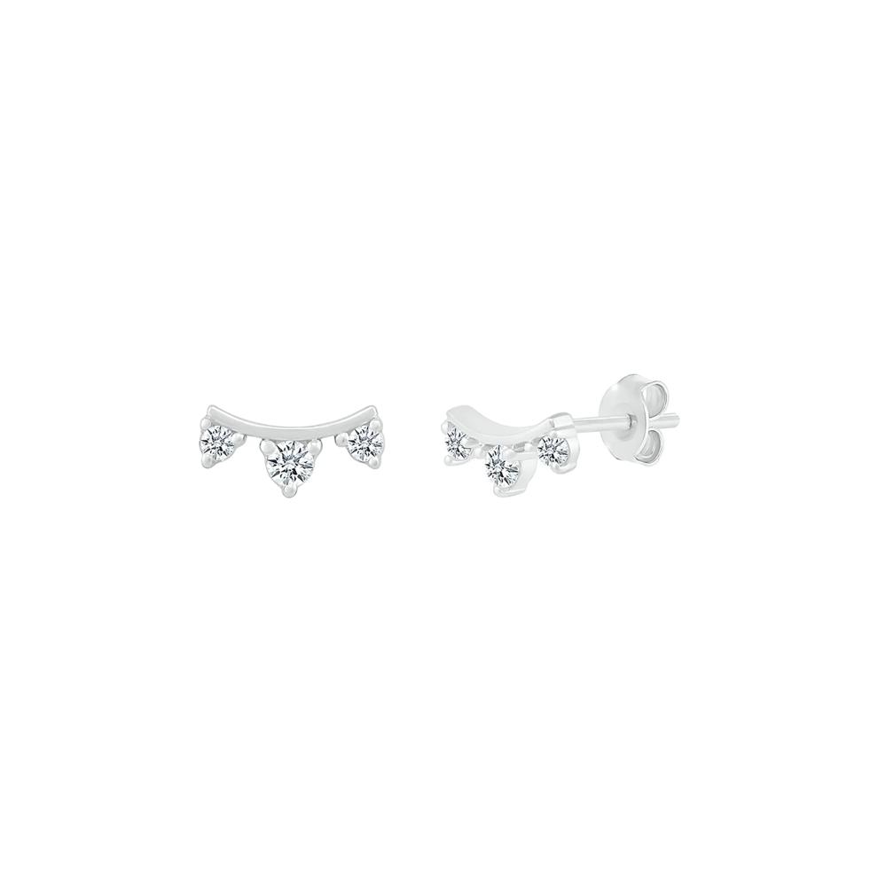 Diamond Curve Bar Stud Earrings in 10K White Gold (1/10 ct. tw.) – Image 1 of 3