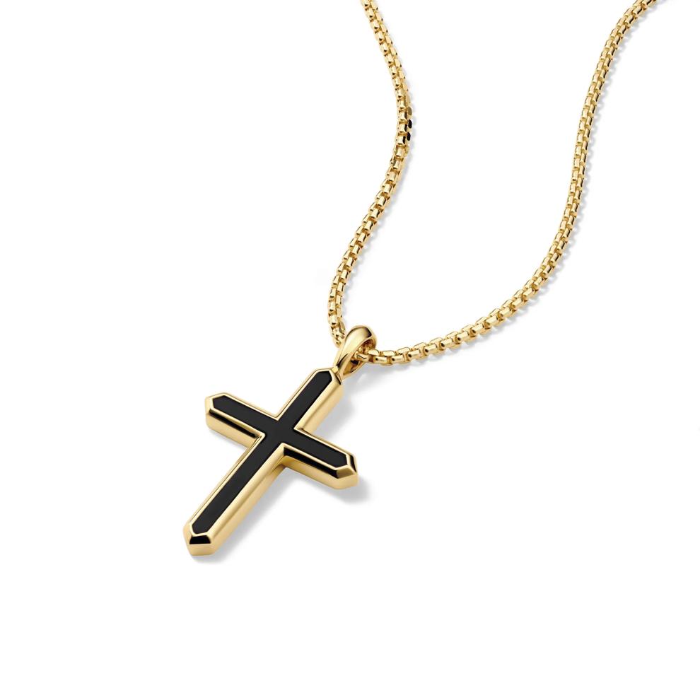 Men's Black Onyx Cross Pendant in Vermeil – Image 4 of 5