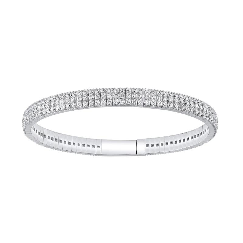 Lab Grown Diamond Three-Row Flex Bangle in 14K White Gold &#40;6 ct. tw.&#41; – Image 1 of 1