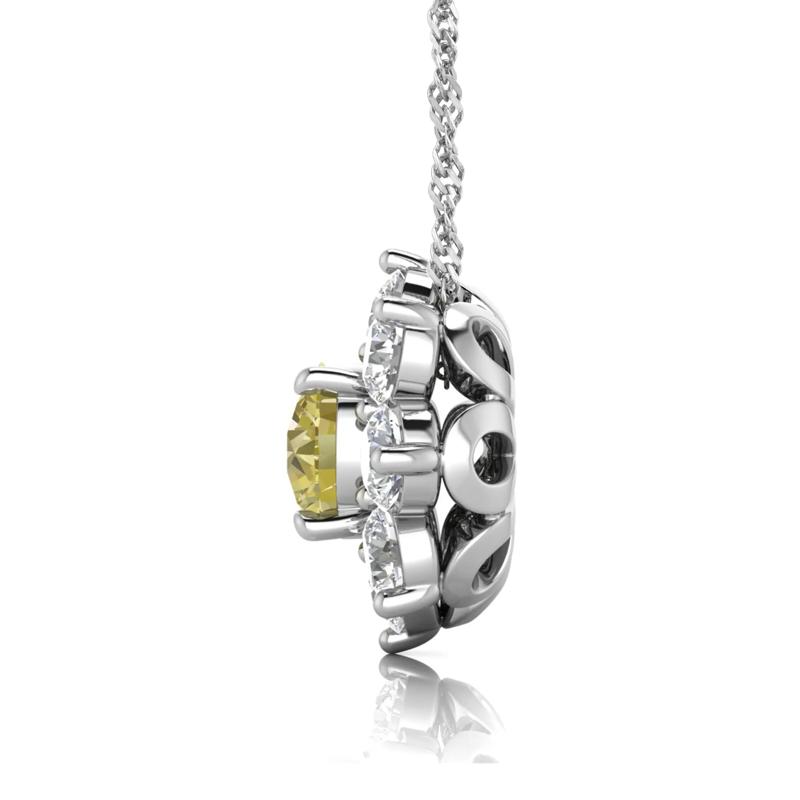 Lab Grown Diamond Yellow Center Starburst Pendant in 14K White Gold (1 1/2 ct. tw.) – Image 2 of 3