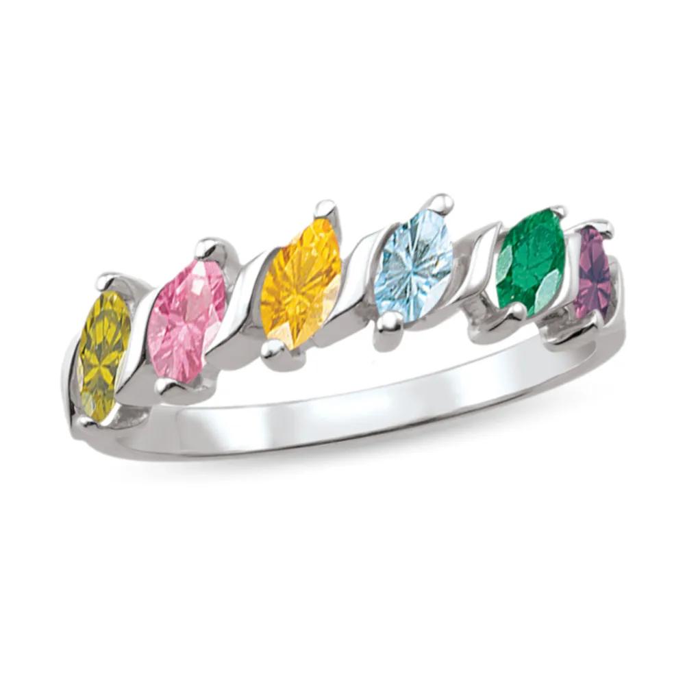 Custom Gemstone Ring with Marquise Stones (2-6 Stones)