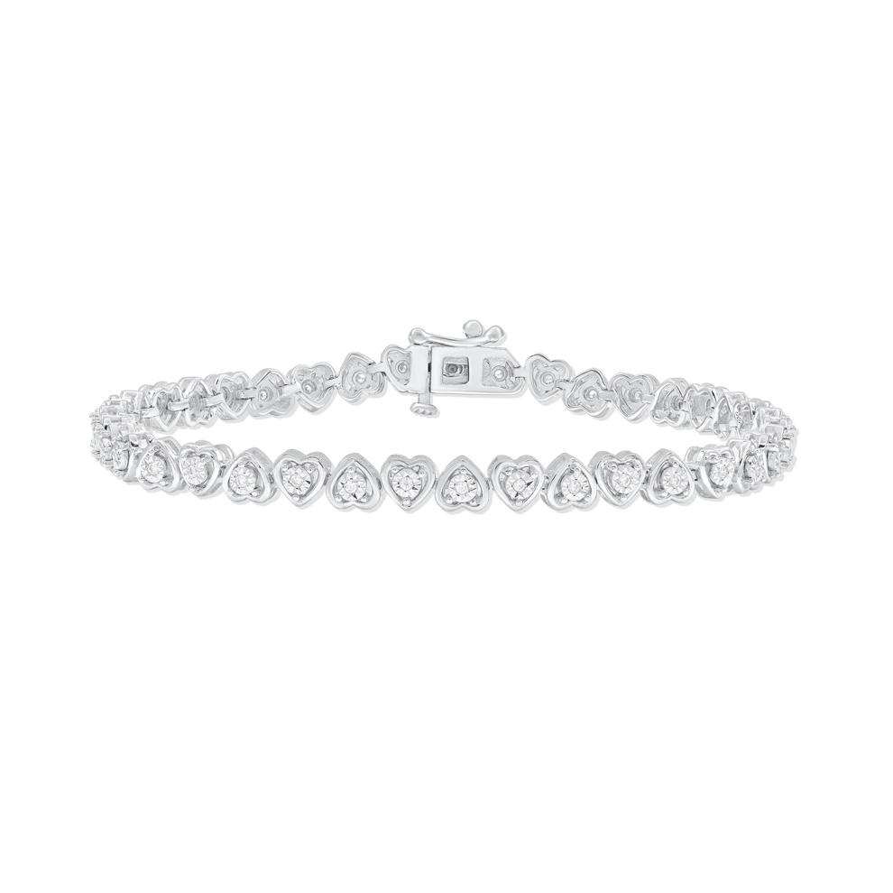 Diamond Heart Bracelet in Sterling Silver (1/4 ct. tw.) – Image 1 of 2