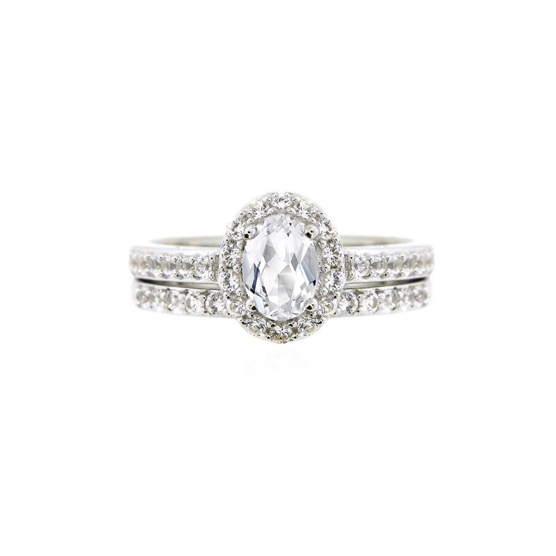 Lab Created White Sapphire Ring Set in Sterling Silver – Image 1 of 4