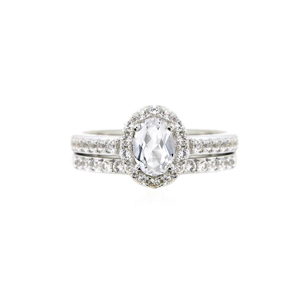 Lab Created White Sapphire Ring Set in Sterling Silver – Image 1 of 4