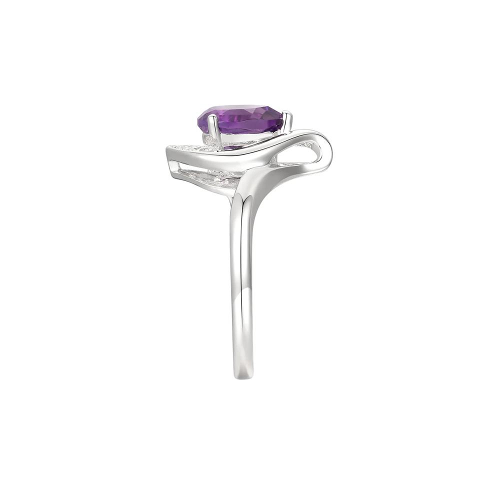 Pear-Shaped Amethyst &amp; Lab Created White Sapphire Earring, Pendant &amp; Ring Set in Sterling Silver – Image 4 of 9