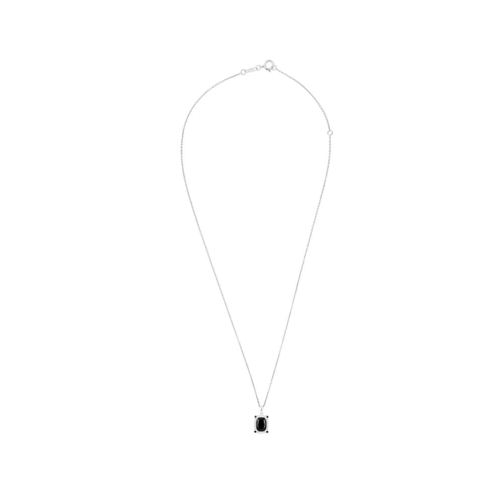 Onyx &amp; Black Diamond Accent Pendant Necklace in Sterling Silver – Image 3 of 4