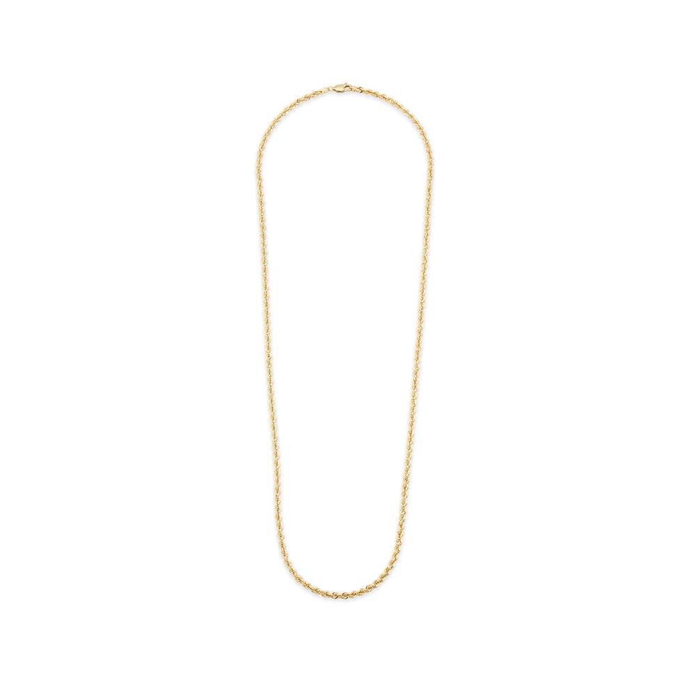 Heavy Hollow Glitter Rope Chain Necklace in 10K Yellow Gold, 24" – Image 2 of 5