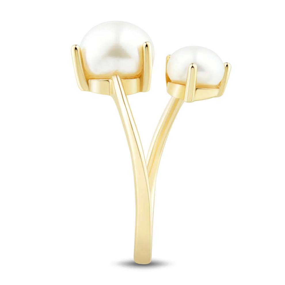 Button Freshwater Cultured Pearl Bypass Ring in 10K Yellow Gold – Image 3 of 3