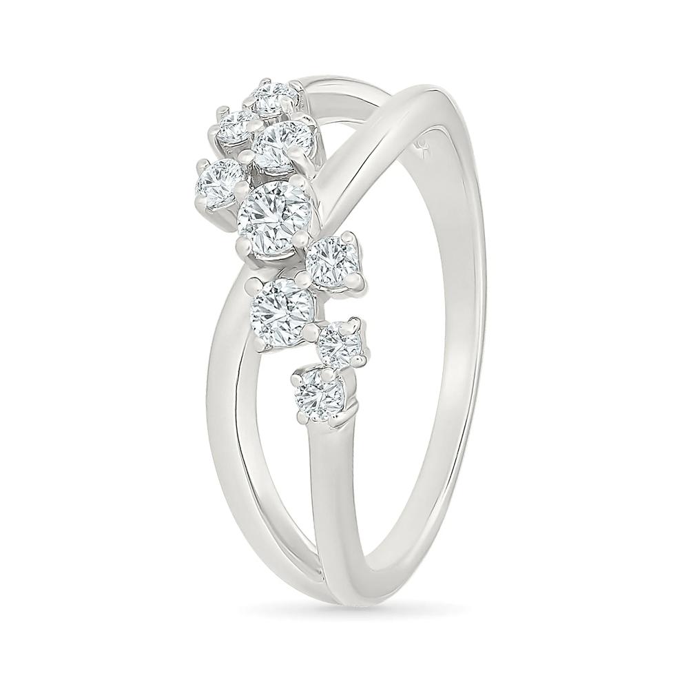 Diamond Crossover Ring in Sterling Silver (3/8 ct. tw.) – Image 3 of 5