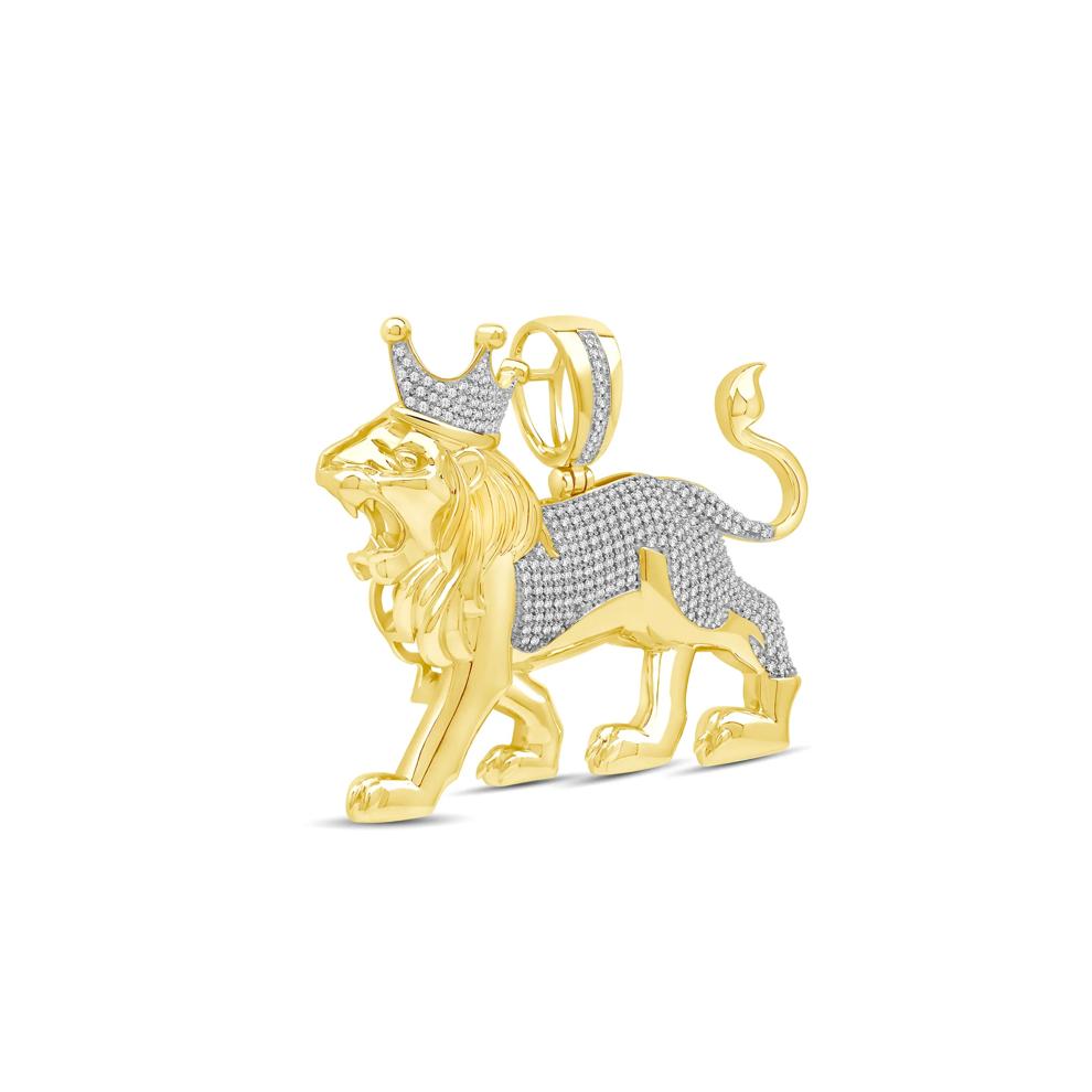 Lab Grown Diamond Crowned Lion Charm in 10K Yellow Gold (3/4 ct. tw.) – Image 5 of 5