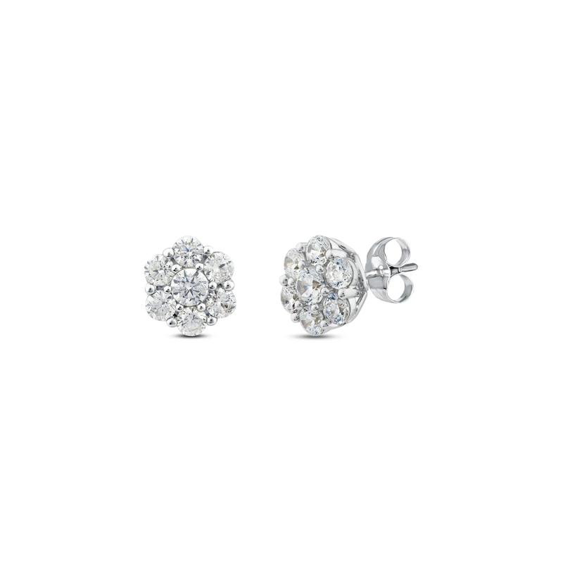 Lab Grown Diamond 7-Stone Earrings in 10K White Gold &#40;1 ct. tw.&#41; – Image 1 of 2