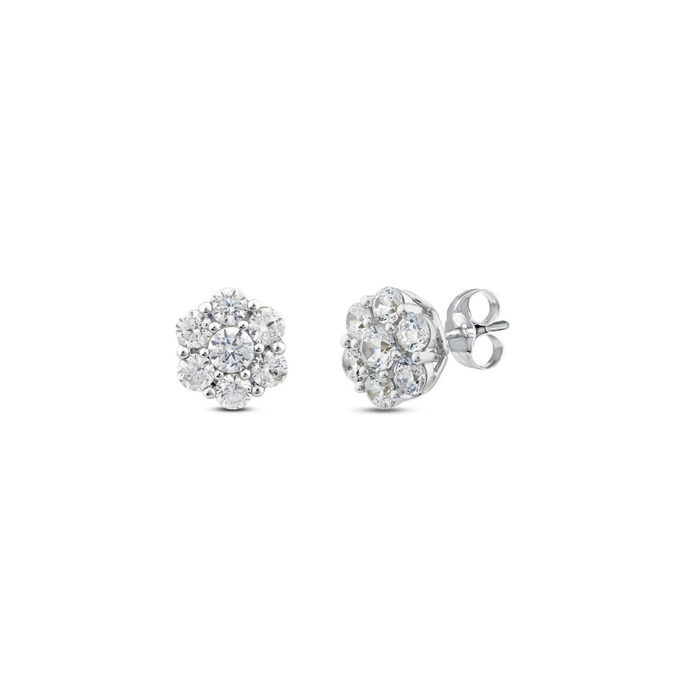 Lab Grown Diamond 7-Stone Earrings in 10K White Gold (1 ct. tw.) – Image 1 of 2